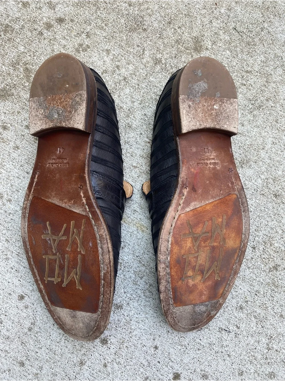 MOMA Handmade Italian VERO CUOIO Leather Loafers Euro 41 Stripe Texture